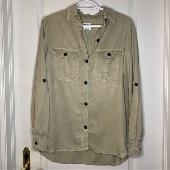 Zara linen shirt size S color khaki/tan - Picture 4 of 7